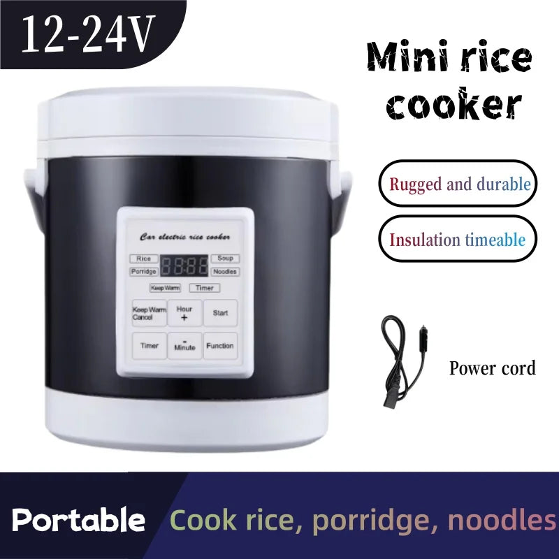 Car rice cooker small smart outdoor electric cooker 12-24V can be regularly insulated and portable for large cars and trucks