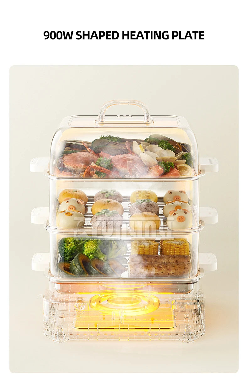 Three-layer Food Steamer Household Electric Steamer Multifunctional Large Capacity Breakfast Machine