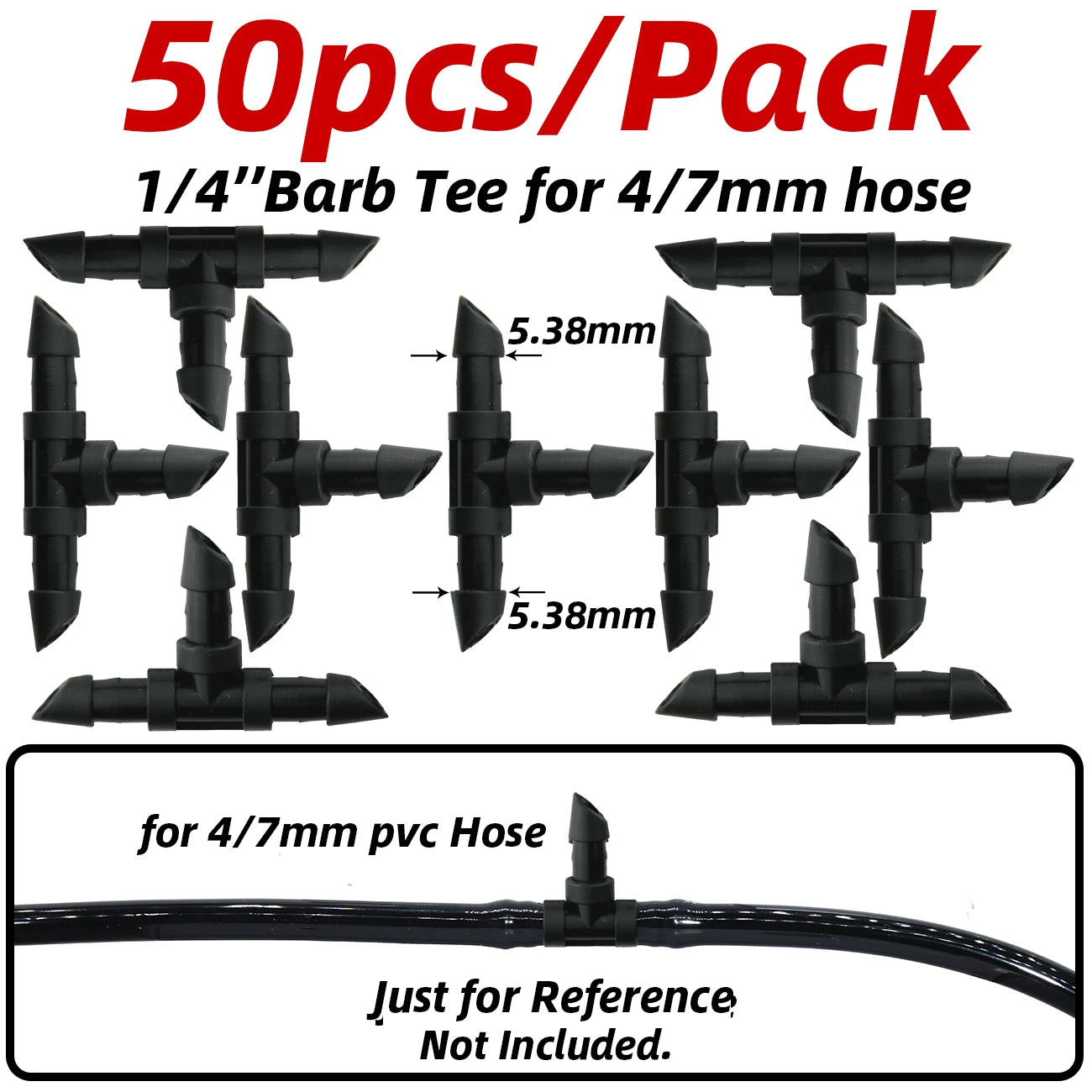 1-50pcs Barbed Connectors Irrigation Fittings Drip Irrigation Barbed Connectors 4/7mm Tubing Fittings for Flower Pot Garden Lawn
