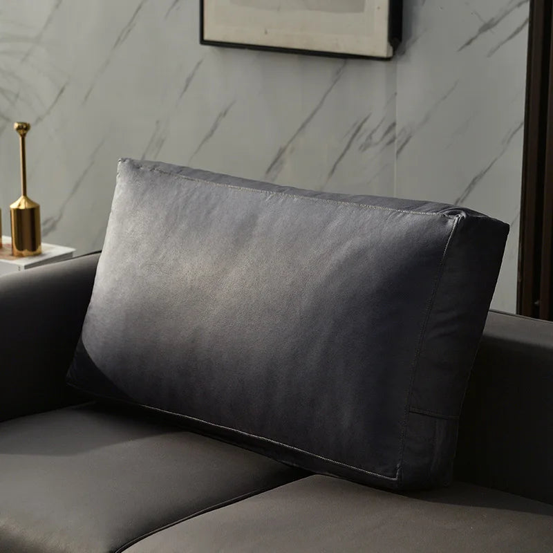 Nordic Faux Leather Rectangular Sofa Cushion Cover Fashion Home Pillowcase Solid Color Tech Fabric Lumbar Protective Covers