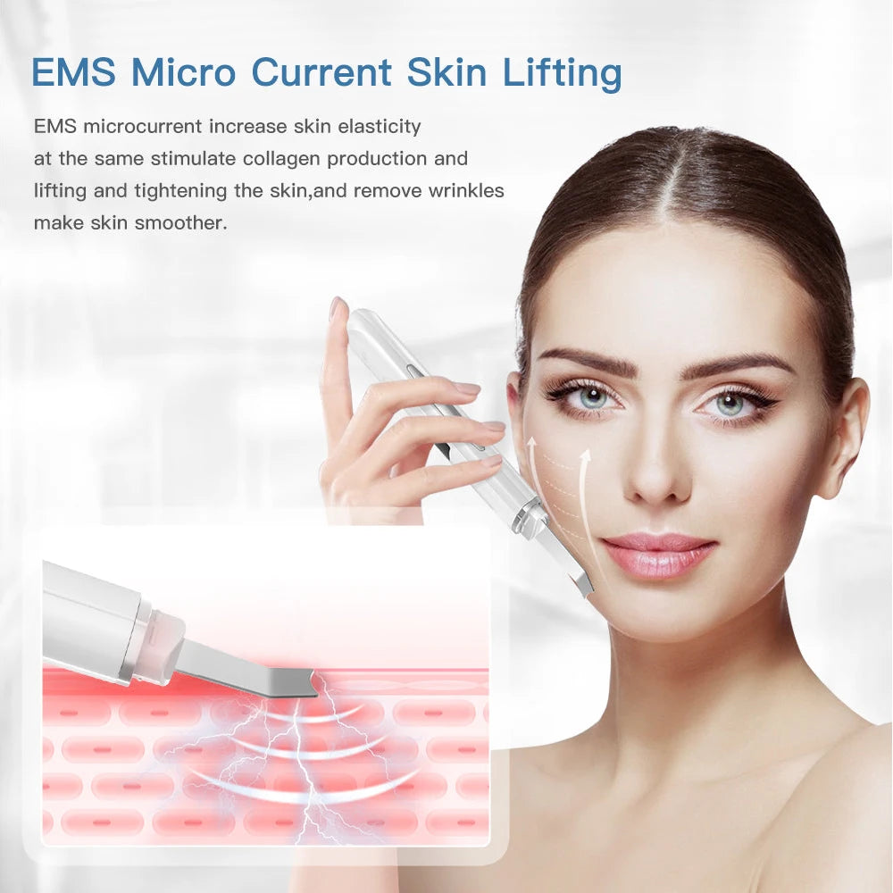 Ultrasonic Skin Scrubber Electric Facial Cleansing Pore Deep Cleanser Acne Blackhead Remover Peeling Shovel Device BeautyMachine