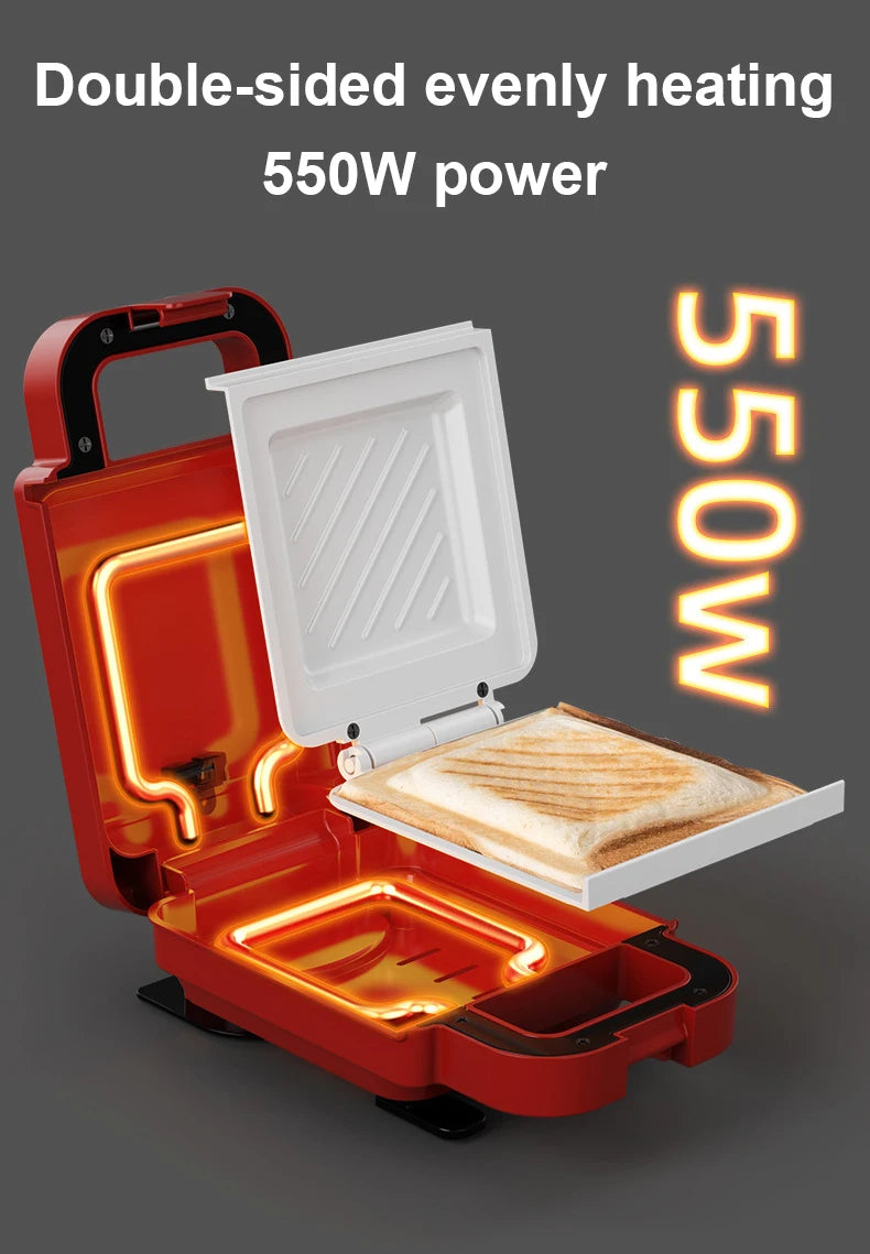 Multifunction Sandwich Light Food Maker Double-sided Heating Bread Toaster Breakfast Baking Machine Ceramic Coating Grilling Pan