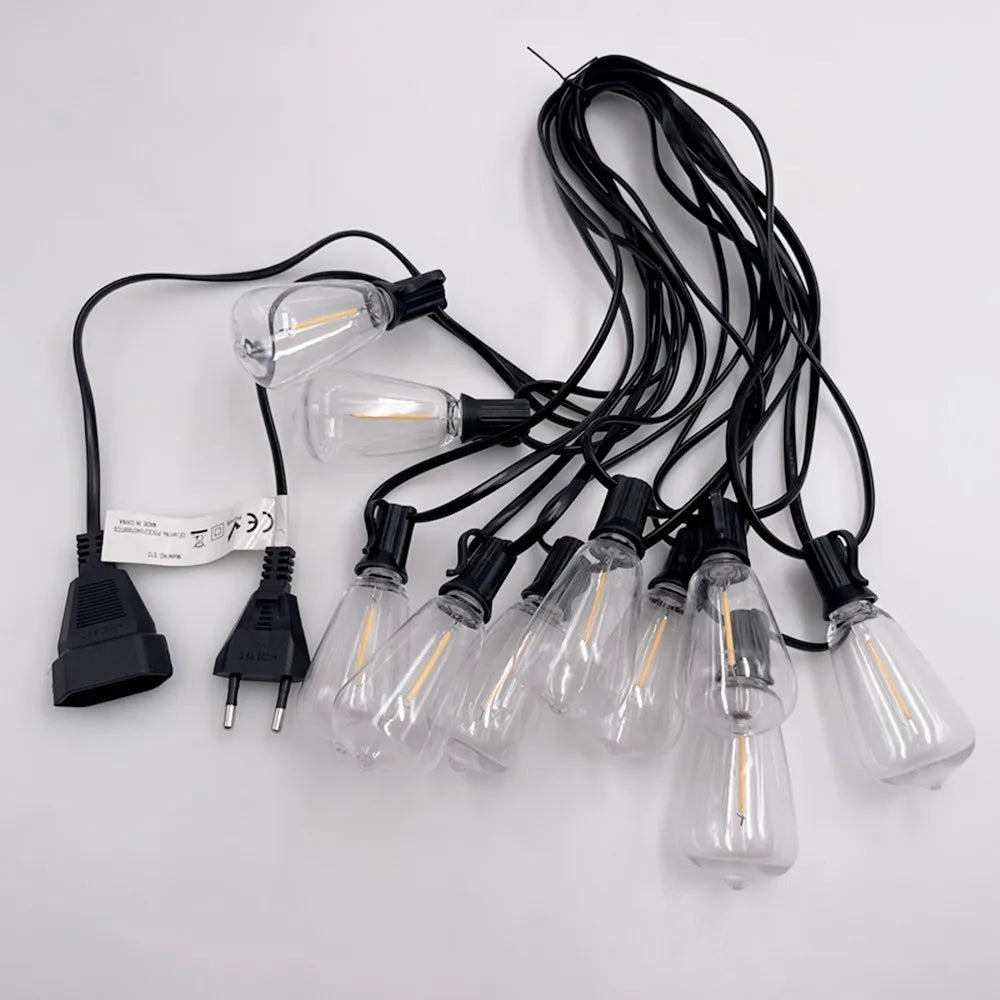 ST38 Globe Outdoor LED String Lights Plastic Shatterproof Bulbs Waterproof Patio Lights for Garden Outside Backyard Porch EU220V