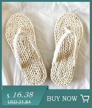 Linen Women Shoes Color Matching Leisure Indoor Floor Shoes Summer Home Slippers Ladies Open Toe Slippers Flat Shoes