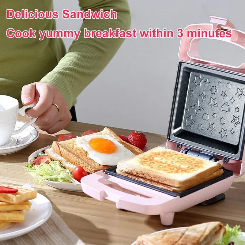 220V Electric Sandwich Maker Breakfast Machine Multi-baker Toaster Baking Waffle Maker Takoyaki Toast Pressure Toaster
