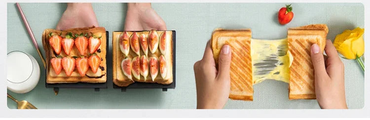 220V Electric Sandwich Maker Breakfast Machine Multi-baker Toaster Baking Waffle Maker Takoyaki Toast Pressure Toaster