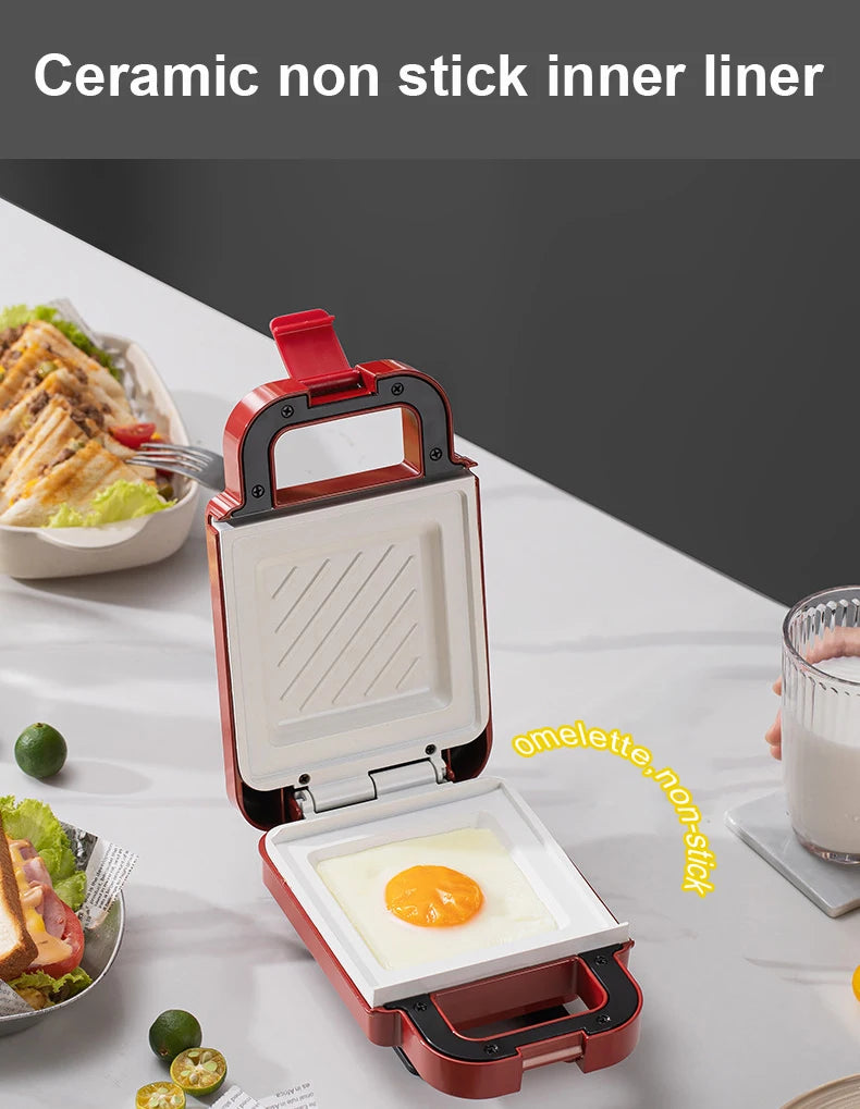 Multifunction Sandwich Light Food Maker Double-sided Heating Bread Toaster Breakfast Baking Machine Ceramic Coating Grilling Pan