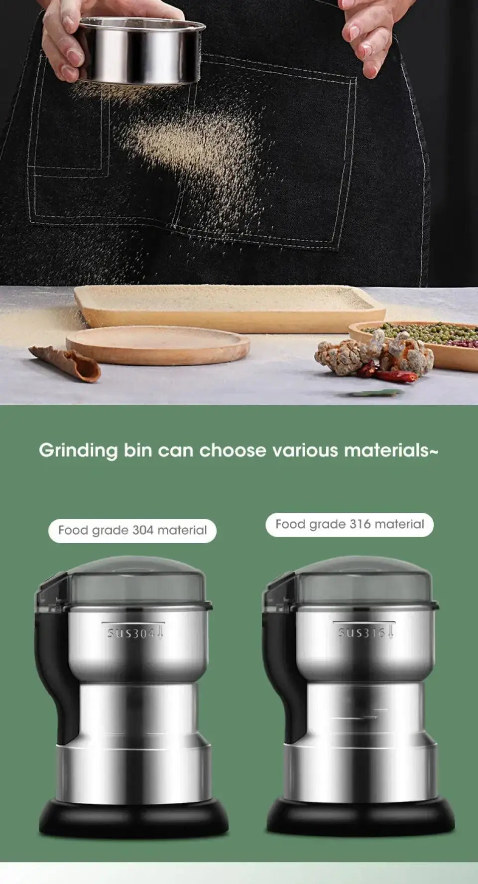 Electric Multifunctional New Coffee Grinder Kitchen Cereal Nuts Beans Spices Grains Grinder Machine for Home Coffee Grinder