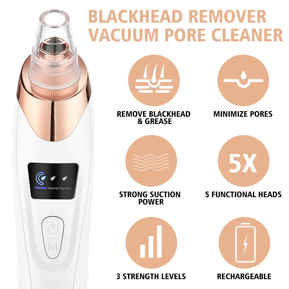 FM0001 Electric Blackhead Remover Vacuum Acne Cleaner Black Spots Removal Facial Deep Cleansing Pore Cleaner Machine Skin Care Tools