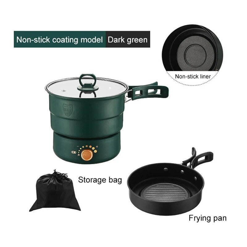 CK0001 110V/220V Travel Rice Cooker Portable Split Frying Pan Electric Stew Soup Pot Boiler Cooking Skillet Mini Hotpot Food Steamer