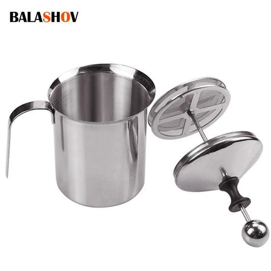 Stainless Milk Frother 400ML Double Mesh Milk Creamer Milk Foam For Cofffee Milk Egg Beater Kitchen Tool Coffee Mixe Frother