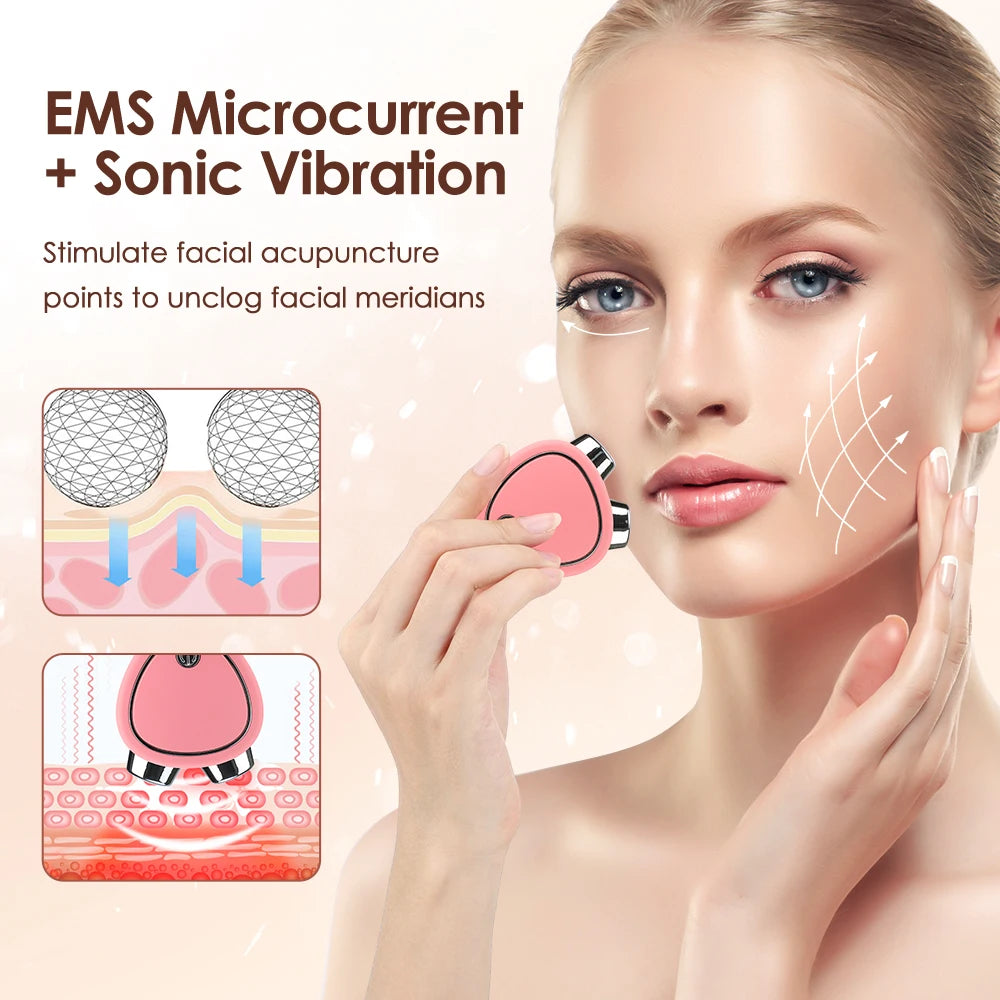 EMS Facial Massager มินิแบบพกพา Microcurrent Facial Lifting Massage Roller ฟื้นฟูผิว Face คอกระชับอุปกรณ์ความงาม