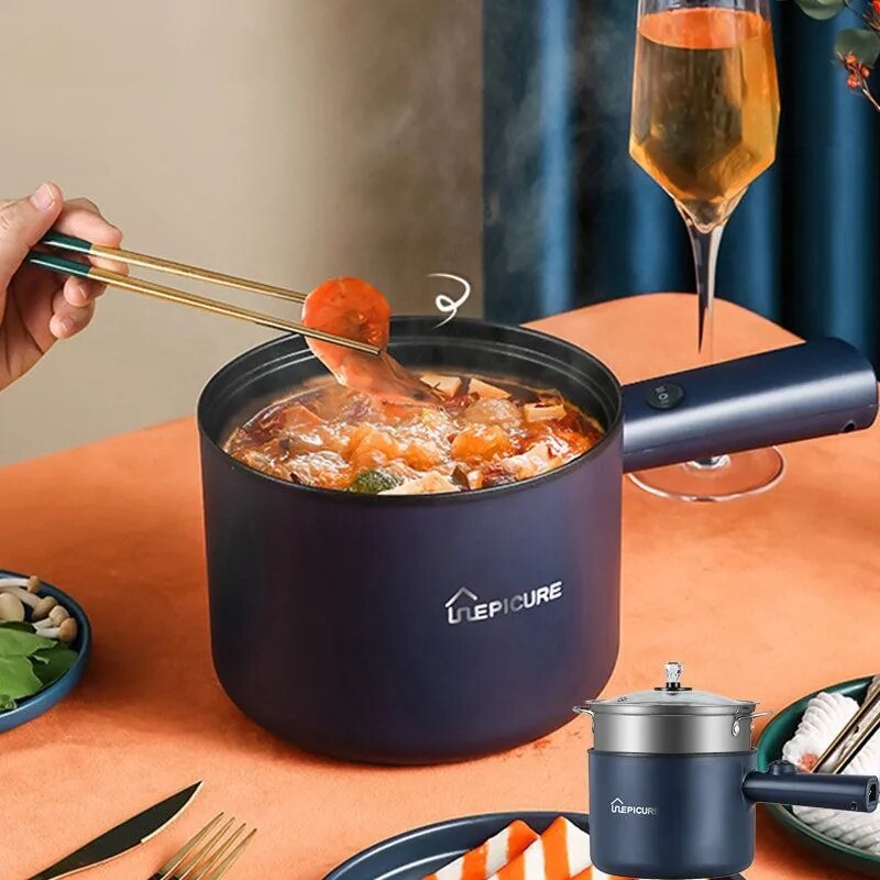 CK0001 Electric Hot Pot 1.8L Large Capacity Multifunction Electric Hot Pot Cooker Non-Stick Pot Hot Pot for Frying Deep Frying Steaming