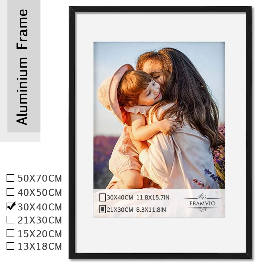 Picture Photo Frame Metal 30x40 40X50 50x70cm Black for Poster Wall Art Display With Mat Plexiglass Painting Gallery Home Decor