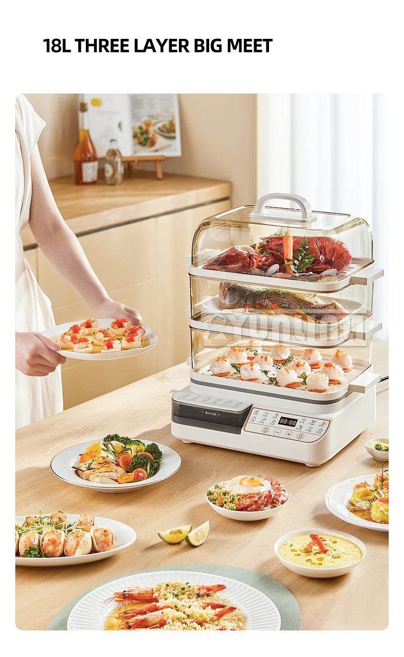 Three-layer Food Steamer Household Electric Steamer Multifunctional Large Capacity Breakfast Machine