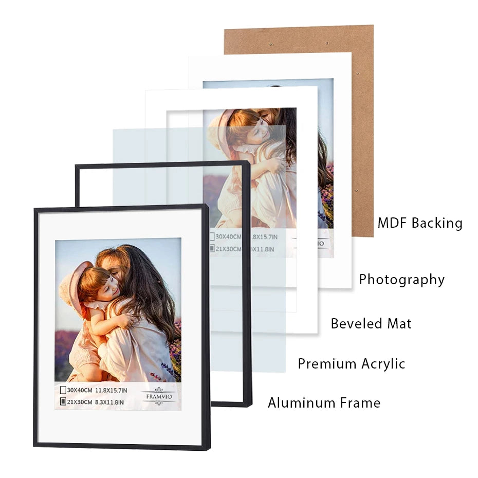 Picture Photo Frame Metal 30x40 40X50 50x70cm Black for Poster Wall Art Display With Mat Plexiglass Painting Gallery Home Decor