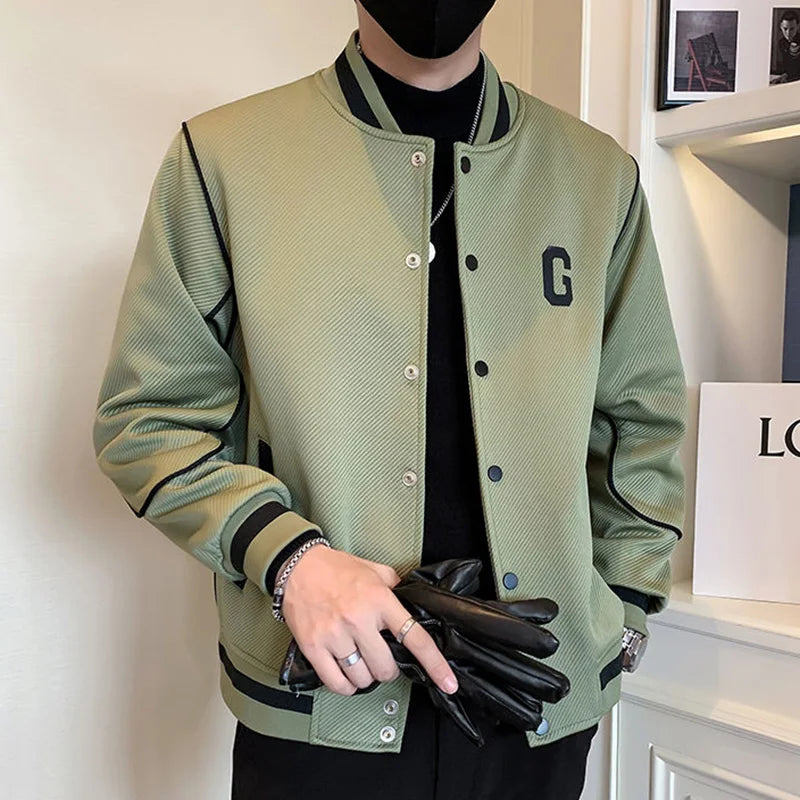 Fashion O-Neck Button Pockets Embroidery Casual Coats Men's Clothing 2023 Autumn New Loose Korean Tops All-match Jackets