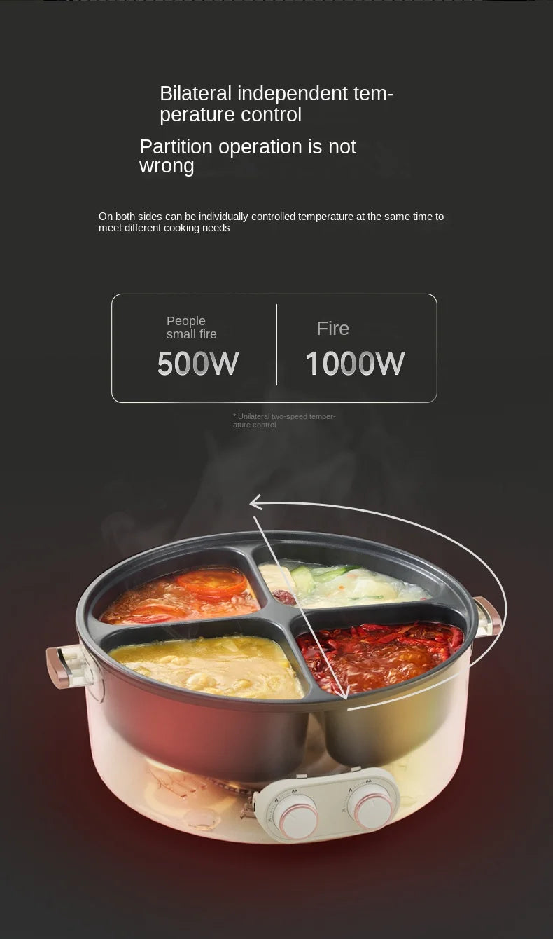 Colorful Mandarin Duck Electric Pot Four-Grid Multi functional Household 6-liter Capacity Integrated Hot Pot Electric Caldron