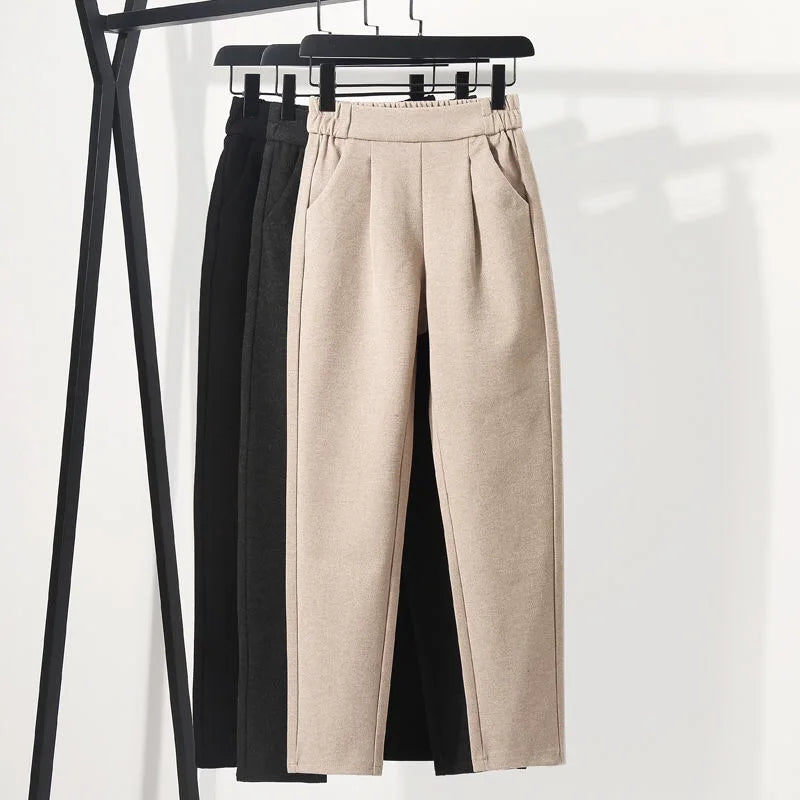 3สีกางเกงผู้หญิงHaremกางเกงดินสอ2023ฤดูใบไม้ร่วงฤดูหนาวสูงเอวเกาหลีสไตล์ชุดกางเกงกางเกง