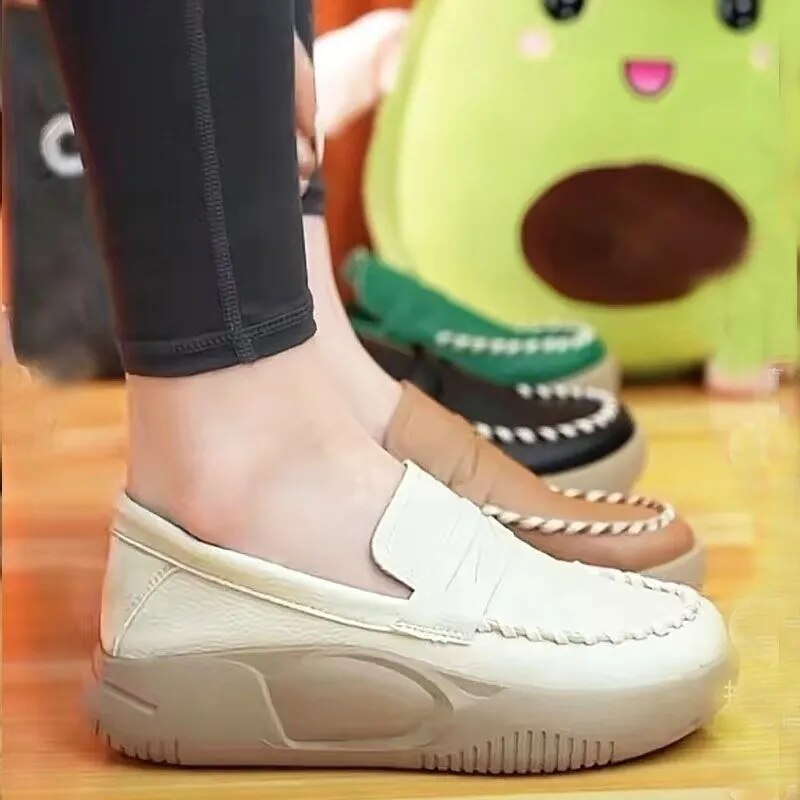 RT0001 Thick-soled Casual Slip-on Loafers Women 2022 Spring and Autumn New Comfortable Soft-soled Color-blocking Women's Shoes