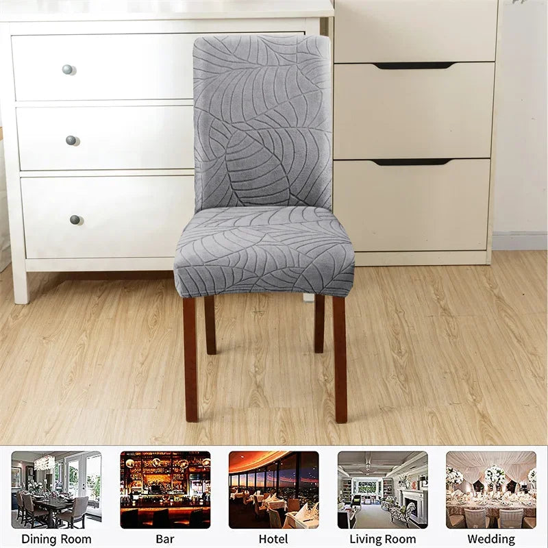 1/2/4/6pcs Jacquard Dining Chair Cover Pure Color  All-inclusive Chair Slipcover with Skirt Elastic Durable Seat Protector Decor