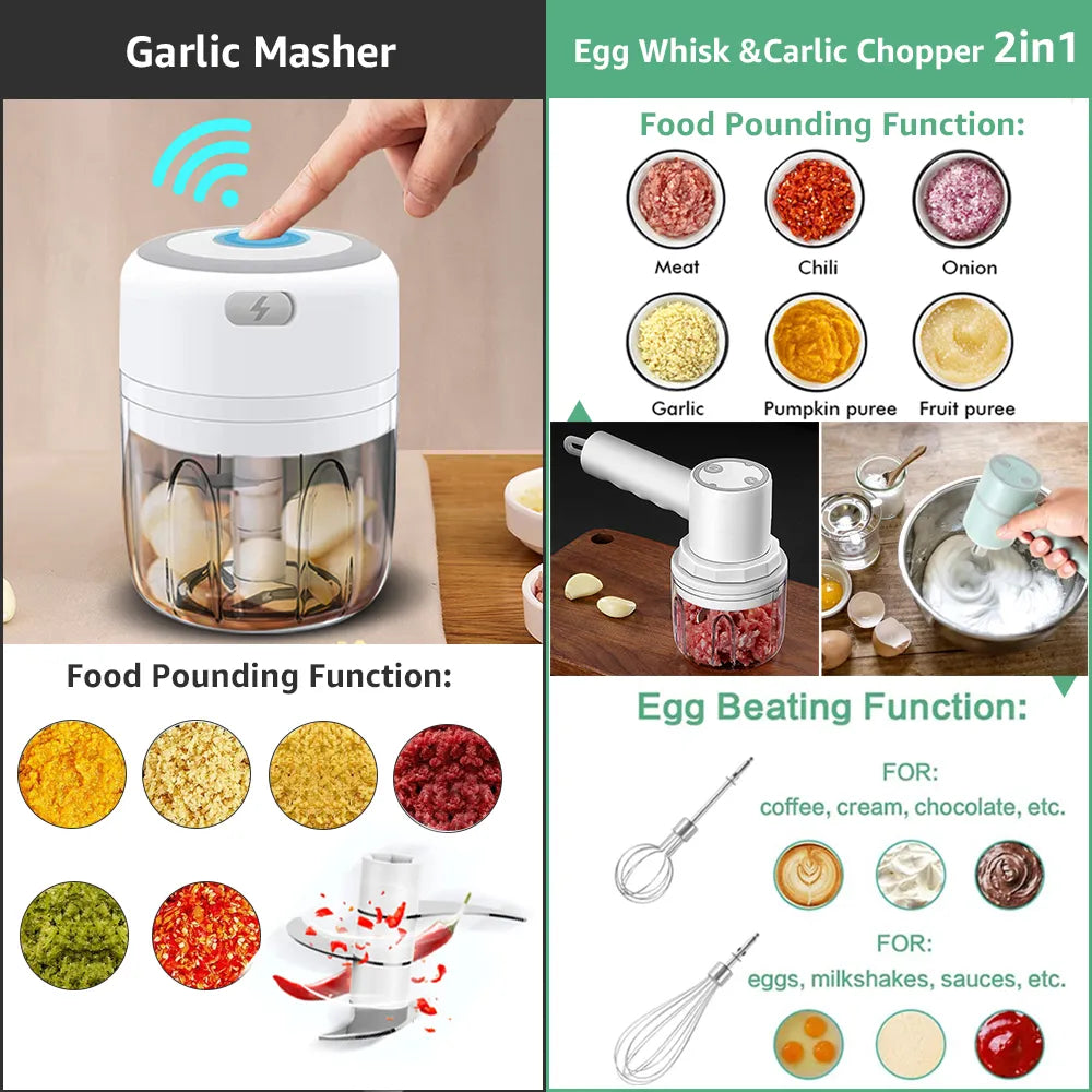 CC0001 Electric Kitchen Food Chopper Mini Garlic Masher crusher USB Portable Meat Grinder Vegetable Chopper for Kitchen Gadgets