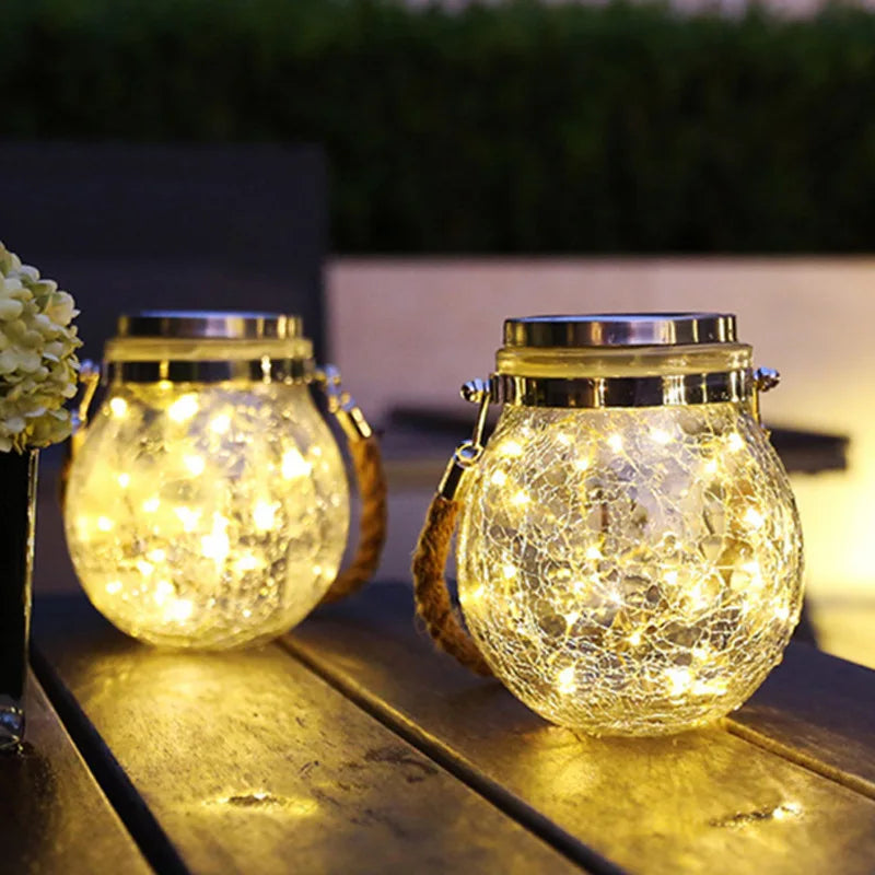 Solar LED Fairy Light Mason Jar Bottle Lid String Light Outdoor Waterproof Portable Lantern Christmas Decoration Pendant Lamp