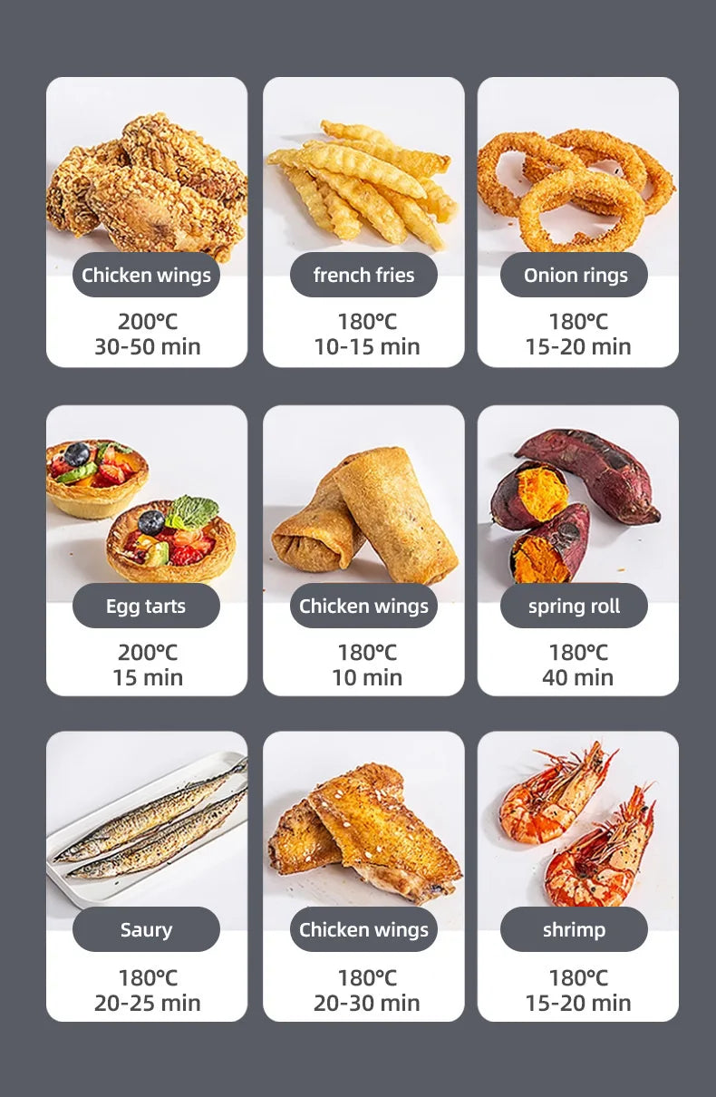 Smart Air Fryer Electric visual window 7L Oil-free Air Fryer Automatic Household Kitchen 360°Baking Convection Oven Air Fryers