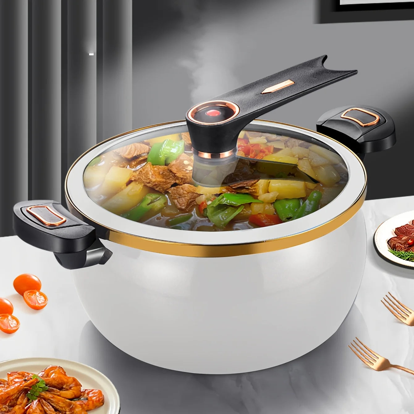 Multifunctional Large Capacity Kitchen Pot 8L Micro Pressure Large Stockpot Quick Cooking Locking Handle Stew Saucepan