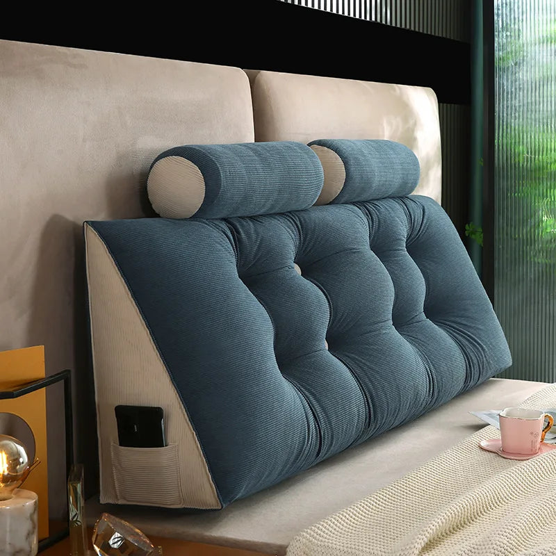 Corduroy Headboard Pillow Triangle Cushion Backrest Pain Relief Sofa Waist Cushion Wedge Sleeping Pillows for Bed Decorative 이불