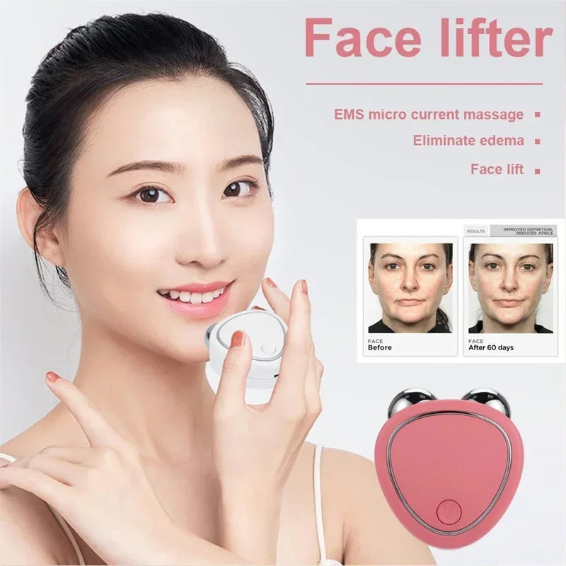 ใหม่ Electric Face Lift Roller Microcurrent นวด Sonic การสั่นสะเทือนยกกระชับผิวหน้ากระชับผิวต่อต้านริ้วรอยเครื่องมือนวดความงาม