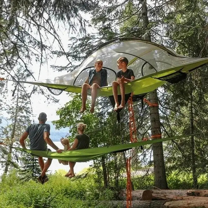 Portable Camping Hammock Aerial  Multi-Person Hammock Outdoor Triangle  Tent Hammocks Equipment Net For travel picnic parties