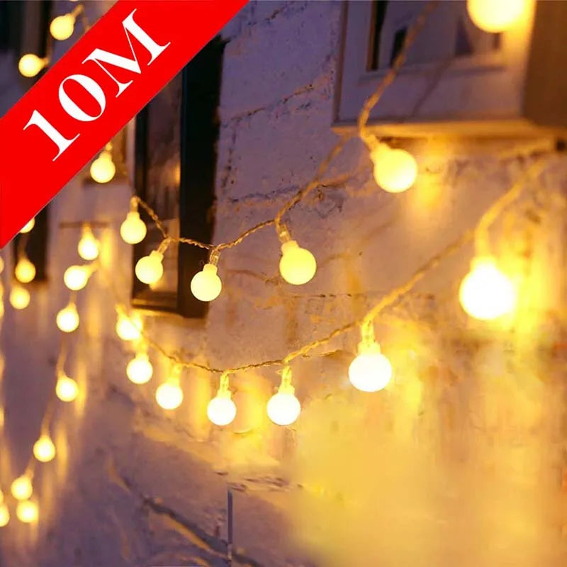 2M 5M 10M Cherry Balls LED Fairy String Lights Battery USB Operated Garland New Year Wedding Christmas Decoration Outdoor Room