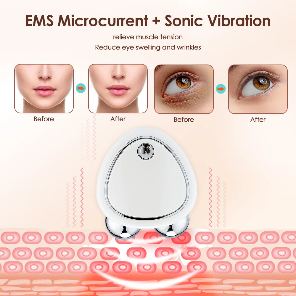 EMS Facial Massager มินิแบบพกพา Microcurrent Facial Lifting Massage Roller ฟื้นฟูผิว Face คอกระชับอุปกรณ์ความงาม