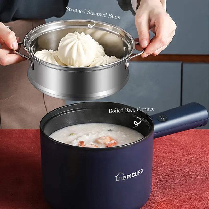 CK0001 Mini Electric Cooker Multi-Function All-In-One Pot Double Layer Household Noodle Cooker Non-Stick Hot Pot Kitchen Tool