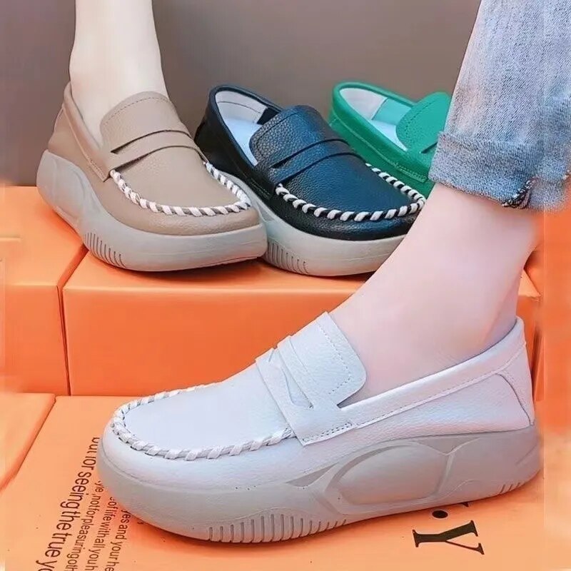 RT0001 Thick-soled Casual Slip-on Loafers Women 2022 Spring and Autumn New Comfortable Soft-soled Color-blocking Women's Shoes