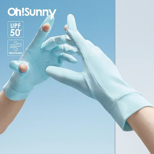 OhSunny Summer Light Breathable Sunscreen Driving Gloves New Tech Ceramic Fabric UPF 2000+ Anti UV Slip For Outdoor Cycling