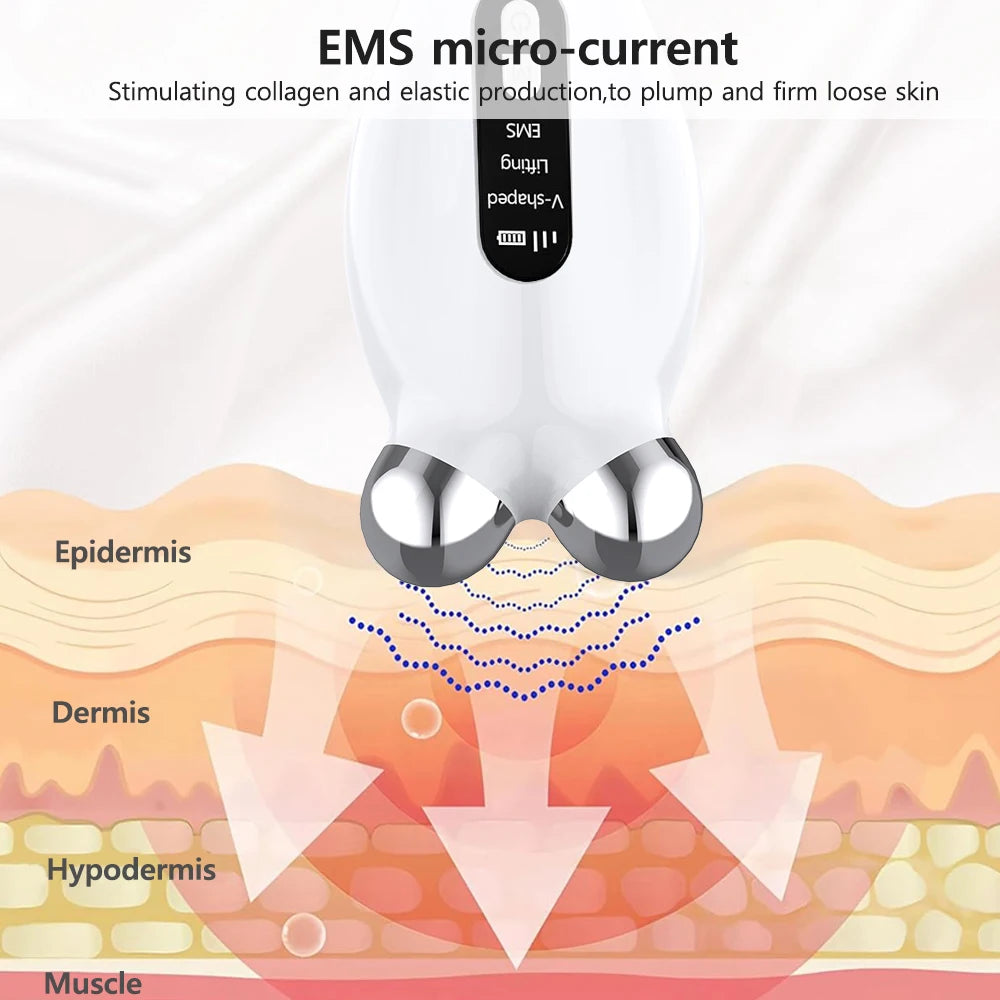 เครื่องนวดหน้า EMS Microcurrent Roller อุปกรณ์สำหรับยกกระชับใบหน้ากระชับผิวฟื้นฟู Anti Wrikle Double Chin Remover เครื่องมือ