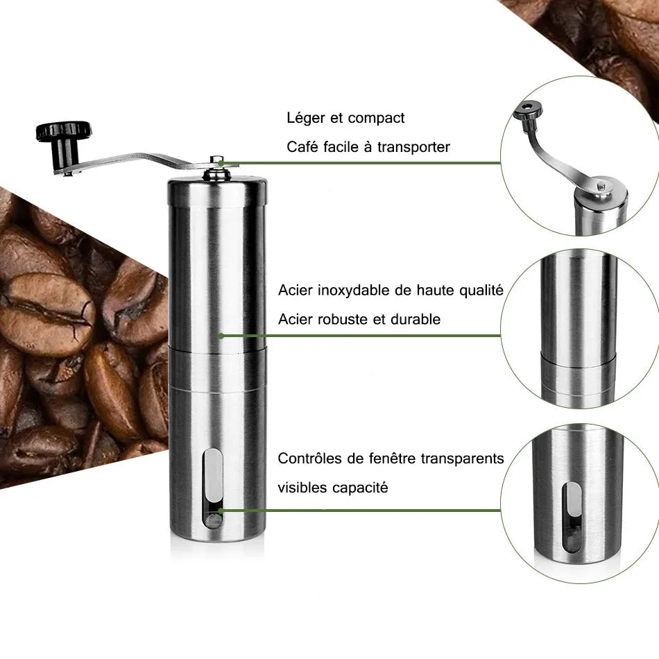 เครื่องบดกาแฟด้วยตนเองมินิสแตนเลสสตีลHand Handmade Coffee Beanเครื่องบดFoamerเครื่องมือห้องครัวอุปกรณ์เสริมกาแฟ