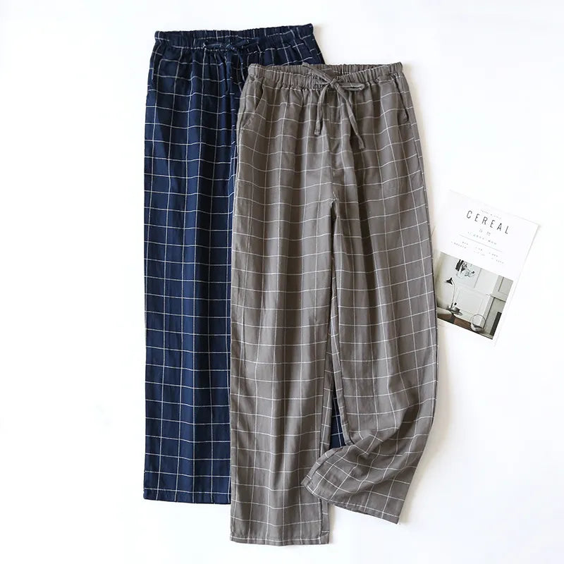 Spring and summer new men's trousers 100% cotton plaid pajama pants cotton casual home pants plaid trousers men pajama pants