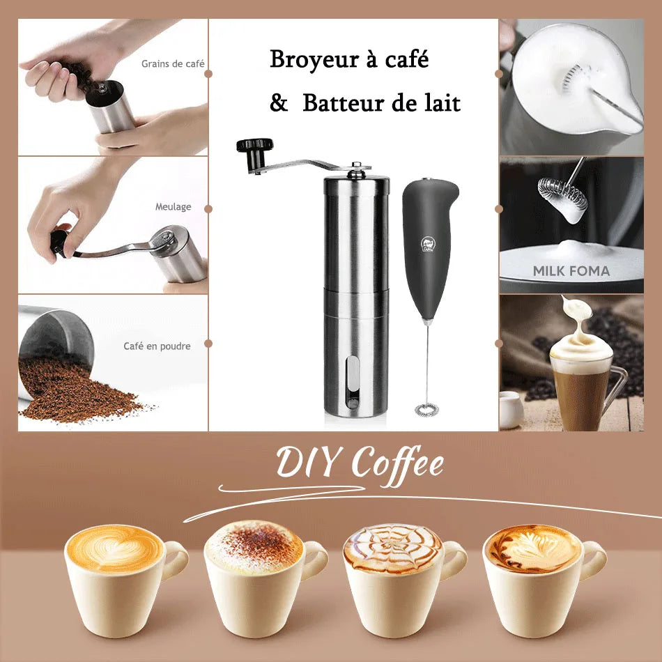 Manual Coffee Grinder Mini Stainless Steel Hand Handmade Coffee Bean Grinders Mill Foamer Kitchen Tool Coffee Accessories