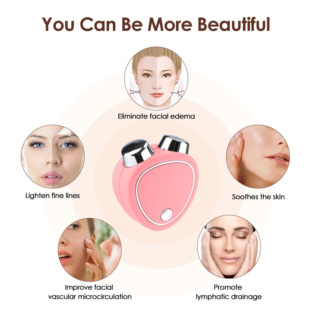 EMS Facial Massager มินิแบบพกพา Microcurrent Facial Lifting Massage Roller ฟื้นฟูผิว Face คอกระชับอุปกรณ์ความงาม