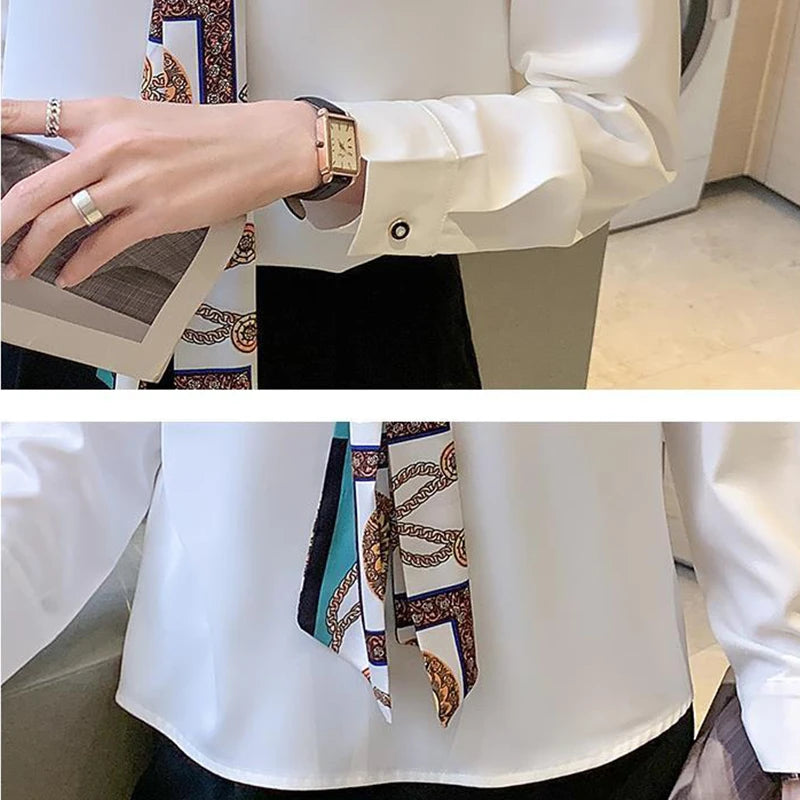 Spring Autumn Elegant Chic Long Sleeve Women's Blouse New Solid Korean Fashion Shirt Loose Casual Office Lady Top Female Clothes