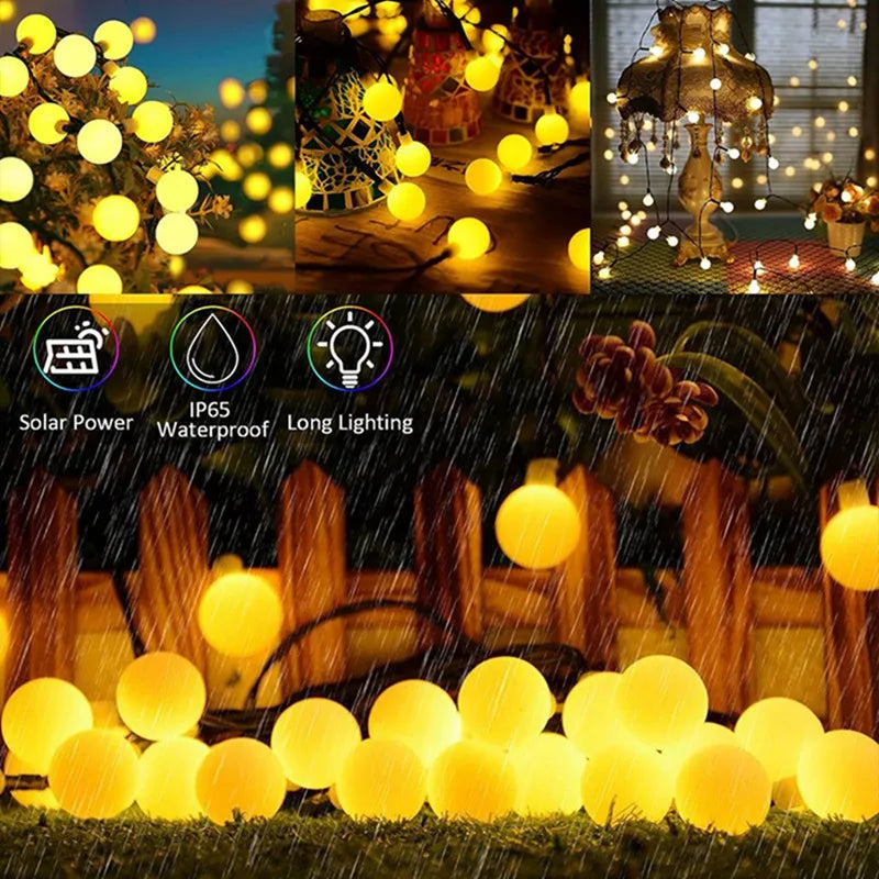 1Pack Solar String Light Garden Solar Globe Fairy Lights 8 Modes Waterproof For Garden Christmas Outdoor Wedding Decor Lights