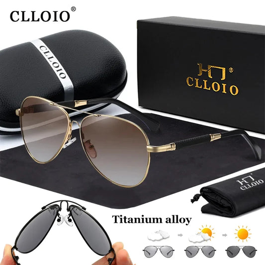 CLLOIO ใหม่ Titanium Alloy แว่นตากันแดดโพลาไรซ์แว่นตากันแดดผู้ชายผู้หญิงแฟชั่นนักบินแว่นตาไล่โทนสี Photochromic Oculos De Sol