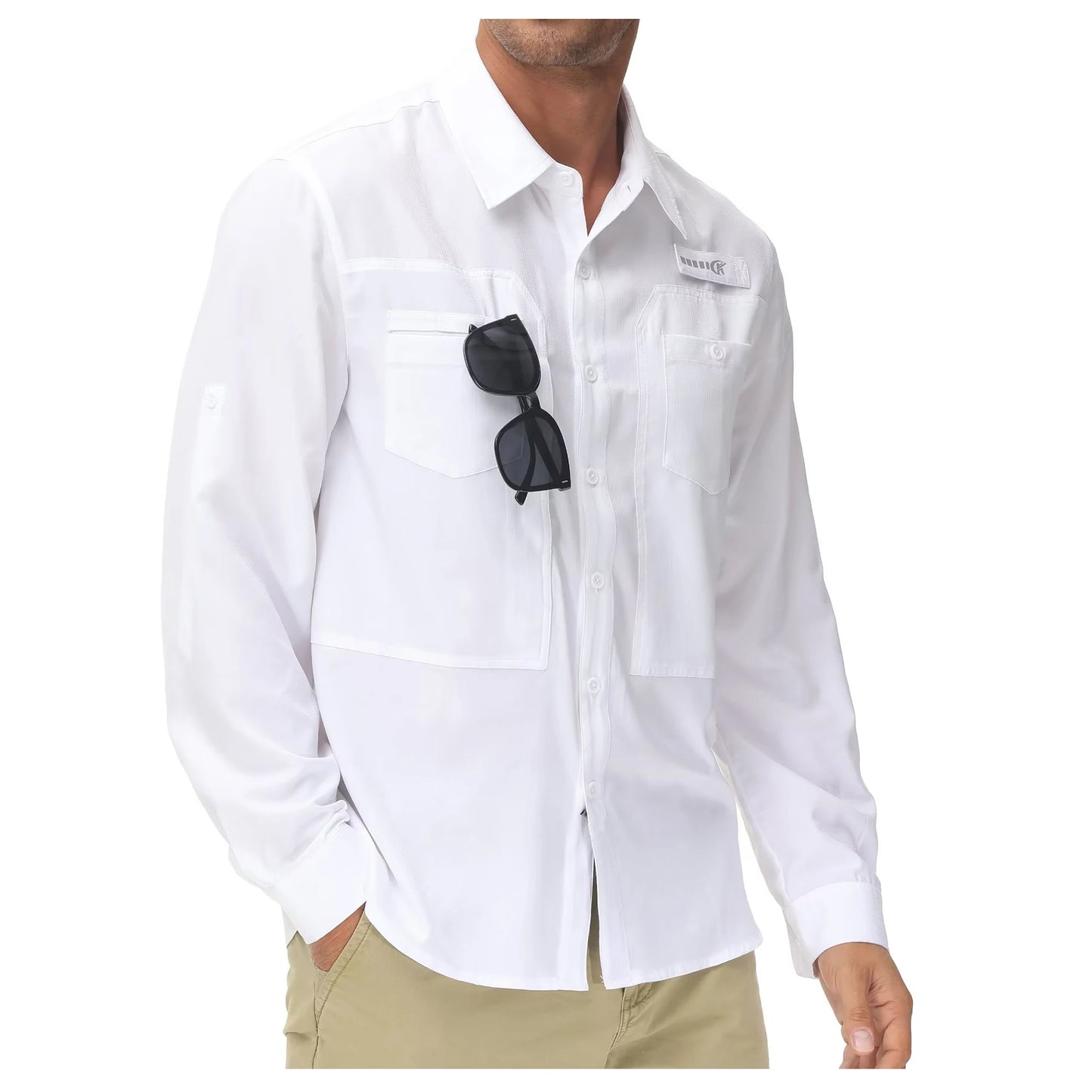 Men's UPF 50+ Long Sleeve Fishing Shirts Summer Sun Protection Hiking Shirt Casual Button Down Tactical Shirts