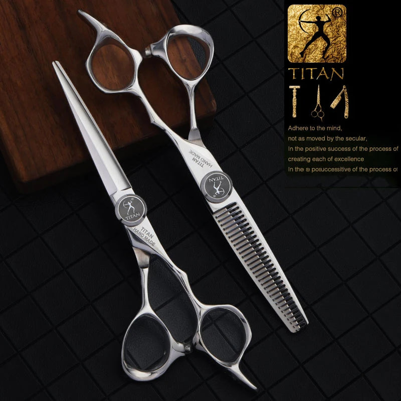 TITAN professional hairdresser scissors barber scissors hairdressing hair cutting  thinning  set of 5.5 6.0inch japan440c steel