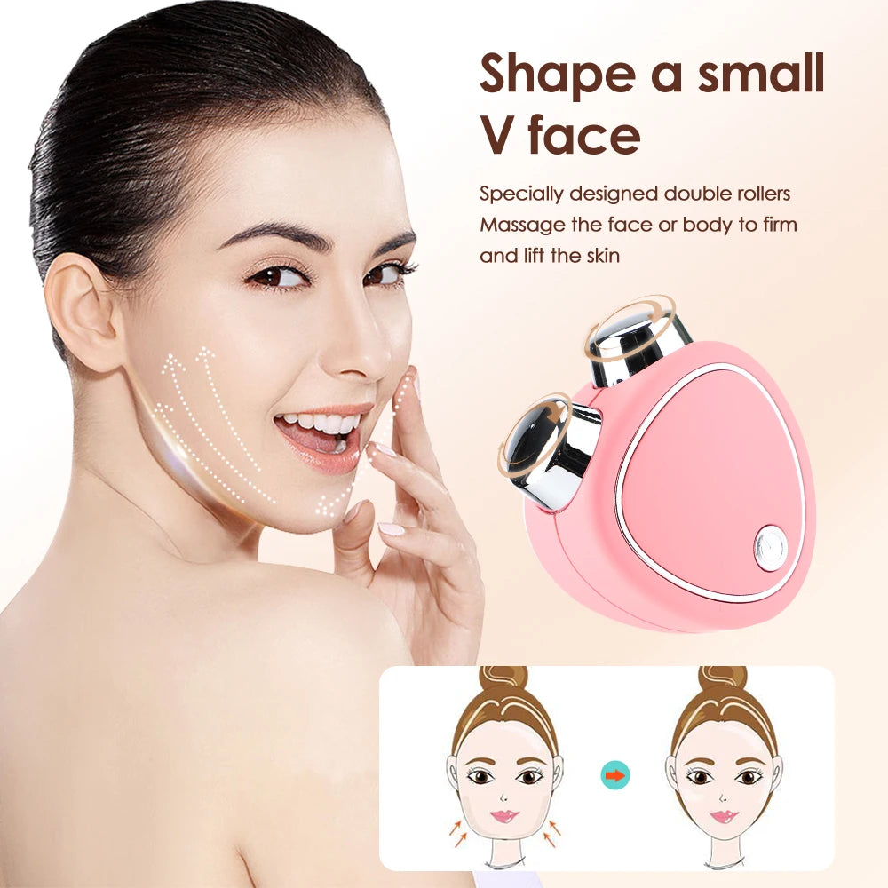 EMS Facial Massager มินิแบบพกพา Microcurrent Facial Lifting Massage Roller ฟื้นฟูผิว Face คอกระชับอุปกรณ์ความงาม