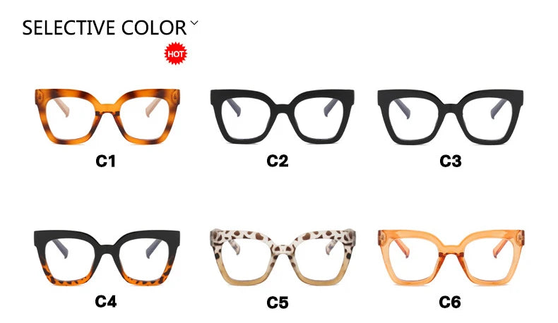 Sexy Square Brown Glasses Frame Women Transparent Anti Blue Light Blocking Female Eyeglasses Fashion Cateye Optical Eyewear