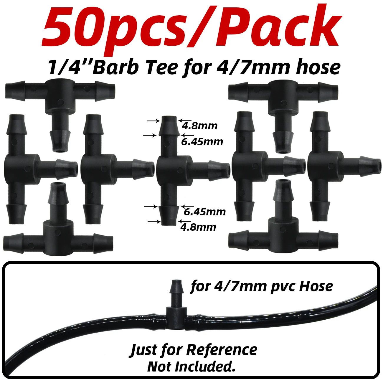 1-50pcs Barbed Connectors Irrigation Fittings Drip Irrigation Barbed Connectors 4/7mm Tubing Fittings for Flower Pot Garden Lawn